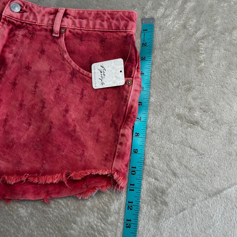 NWT Free People We The Free Mixed Emotions High Rise Denim Shorts Dragonfruit 32 - Picture 6 of 9